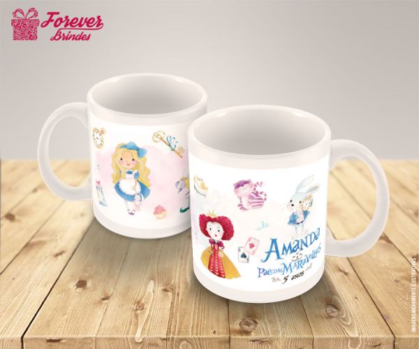 CANECA DE PORCELANA ALICE NO PAIS DAS MARAVILHAS 0001