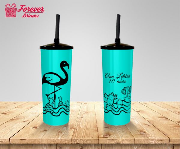 COPO LONG DRINK FLAMINGO TAMPA E CANUDO 0004