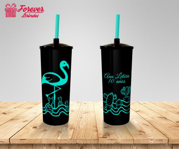 COPO LONG DRINK FLAMINGO TAMPA E CANUDO 0003